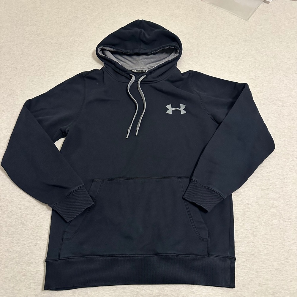 Under Armour Mens Hoodie Small Black Loose Fit Fleece‎ Pullover